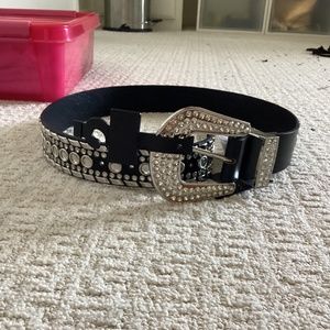 Y2K rhinestone black belt